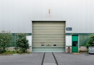Commercial door on warehouse building